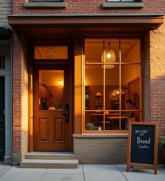 Artisan bakery studio exterior in New York