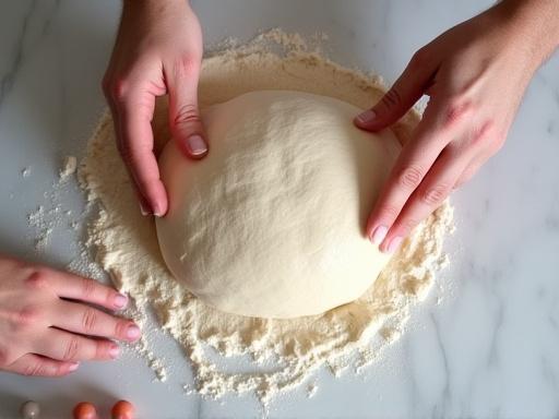 Students shaping dough in a bright New York workshop space